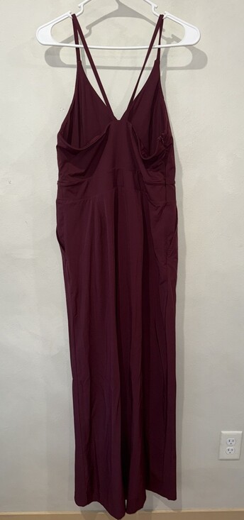 Halara Wide Leg Crisscross Jumpsuit Pink Mauve Stretch Lounge Women’s Romper - Picture 4 of 4